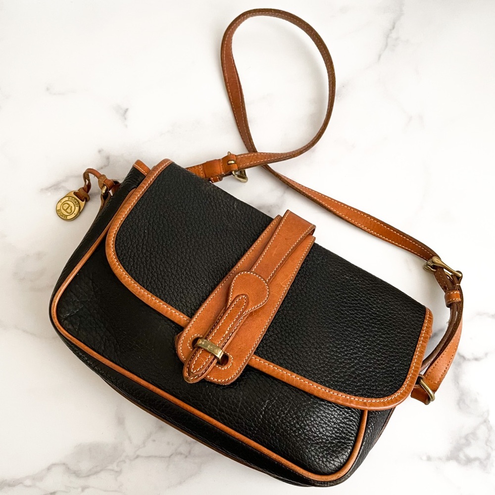 Dooney & Bourke Black Brown Vintage Shoulder Bag Purse